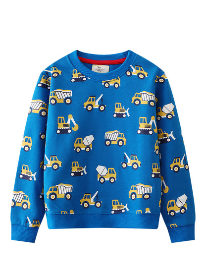 Kids Casual Cartoon Hoodie Cotton Pullover Top