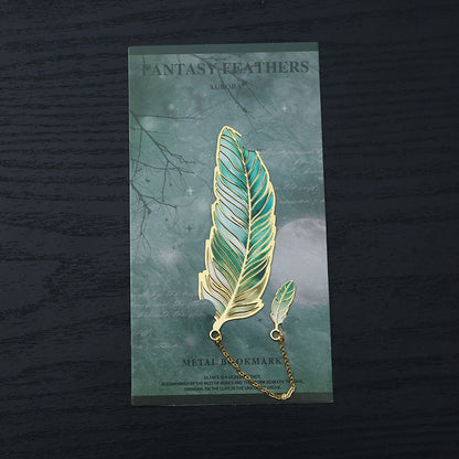 Metal Feather Bookmark Artistic Enamel Gift