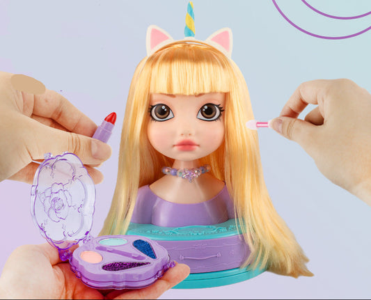 Dress-Up Doll Head Toy for Girls - Styling and Makeup Fun