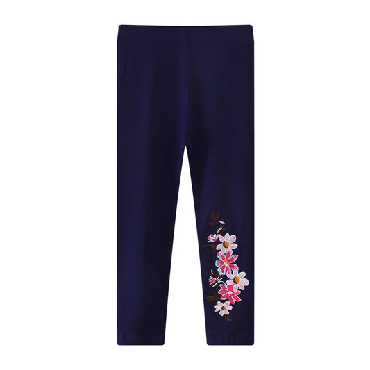 Embroidered Cotton Leggings for Girls - Spring Casual Wear