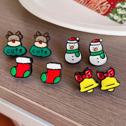 Cute Christmas Cartoon Character Earrings - Resin Drip Design