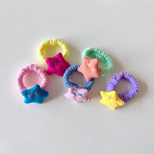 Cute Fabric Star Hair Ties for Kids