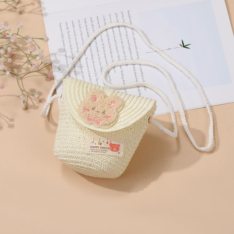 Cute Summer Children's Crossbody Woven Bag with Animal Patterns