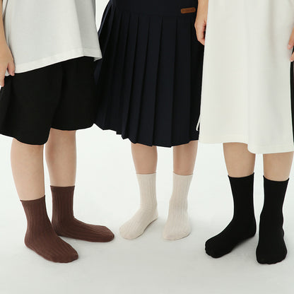 Kids Socks Solid Double Needle Breathable Ankle