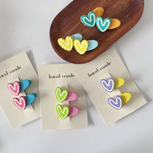 Heart Shaped Acrylic Hair Clips for Kids