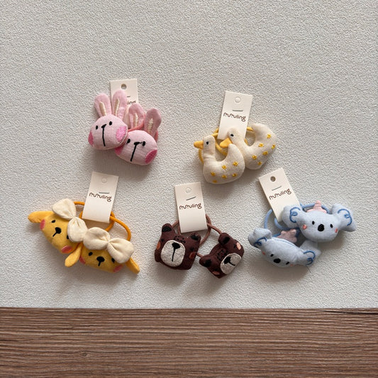 Cartoon Animal Hair Ties for Kids Cute Fabric Hair Accessories