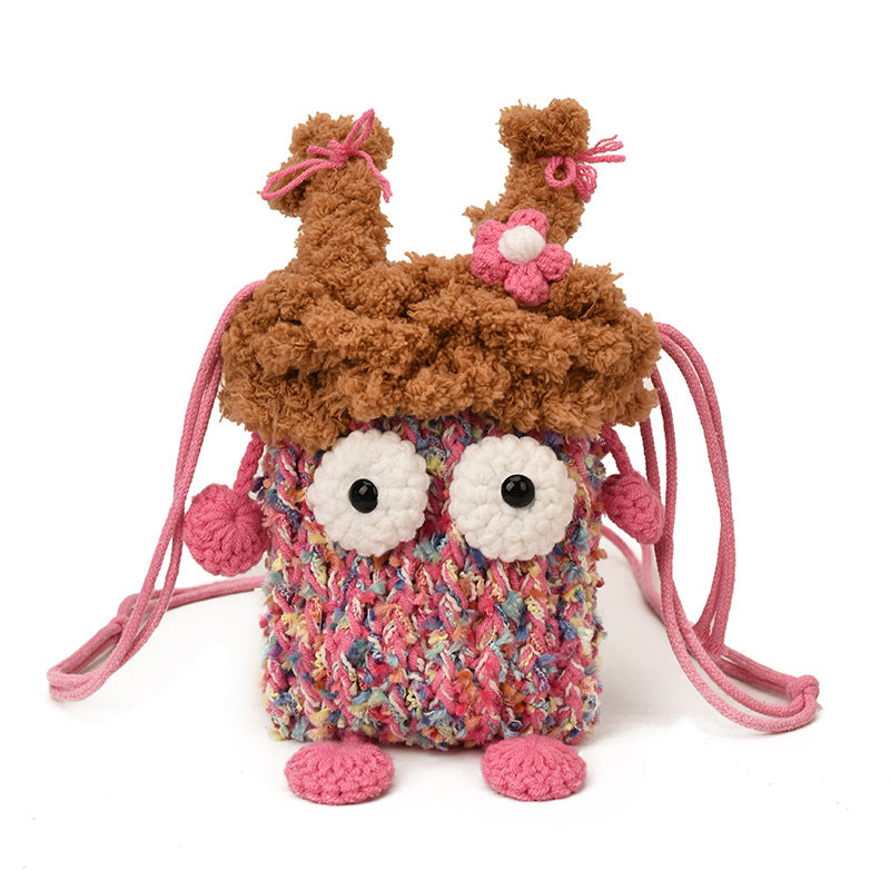 Cute Cartoon Monster Kids' Shoulder Bag – Breathable Knitted Coin Purse