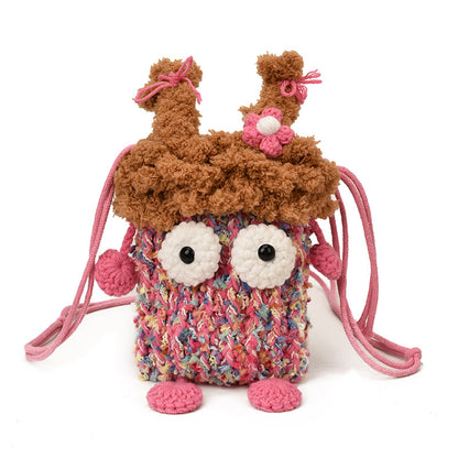 Cute Cartoon Monster Kids' Shoulder Bag – Breathable Knitted Coin Purse