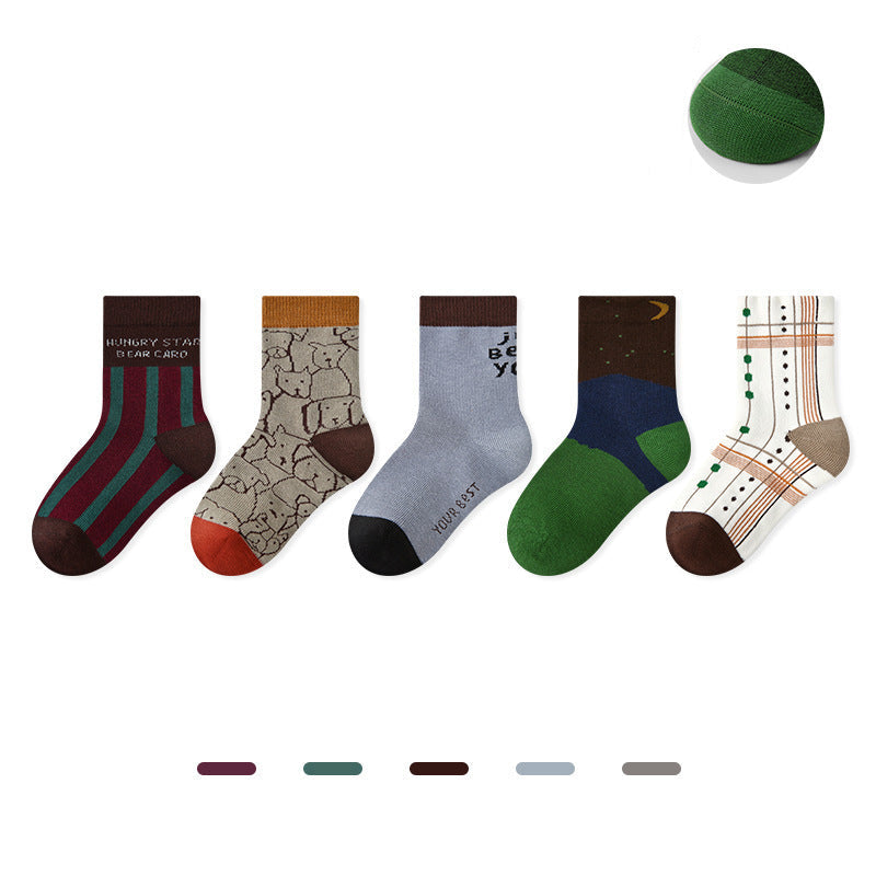 Kids Dot Colorblock Seamless Cotton Sport Socks