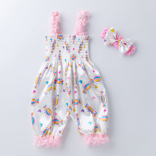Summer Infant Romper Cute Floral Lace Ruffle Playsuit