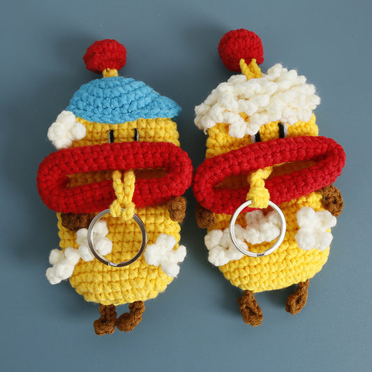 Handmade Woven Keychain Case Cartoon Style Breathable Yarn