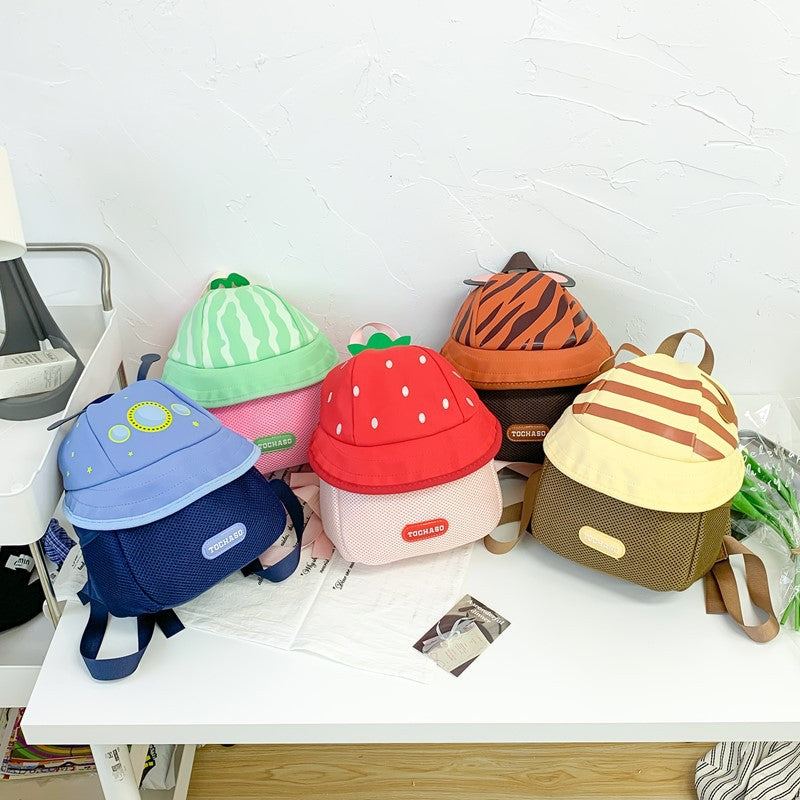Cute Mushroom House Kids Backpack Cartoon Design Breathable