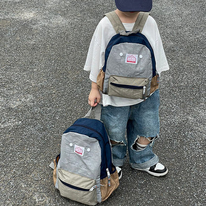 Kids Canvas Backpack Casual Lightweight Double Shoulder Bag