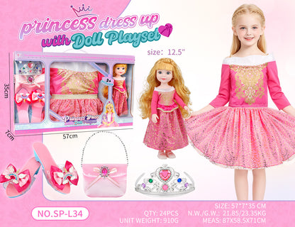 Princess Doll Dress-Up Playset - 32cm Rubber Doll Toy