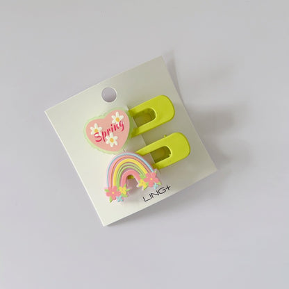 Acrylic Rainbow Flower Hair Clips for Kids