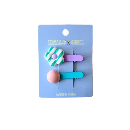 Colorful Flower Bead Hair Clips for Kids