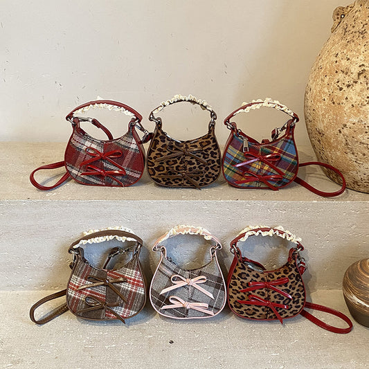 Trendy Leopard Print Toddler Shoulder Bag With Bow