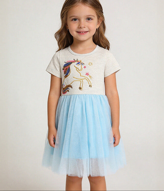 Cartoon Animal Print Sequin Dress for Girls