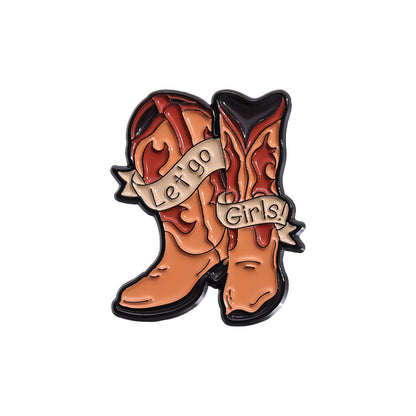 Brown Series Denim Hat Brooch Cute Versatile Travel Adventure Metal Badge Fashion Accessory