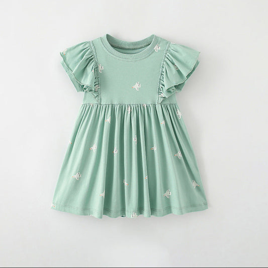 Girls' Princess Dress Soft Cotton Floral Casual Dress