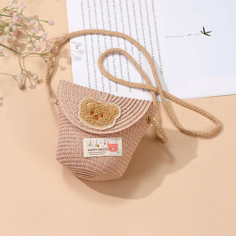 Cute Summer Children's Crossbody Woven Bag with Animal Patterns