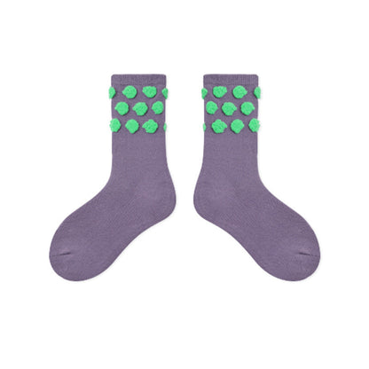 Kids Plush Polka Dot Mid Calf Socks Breathable