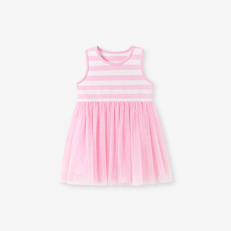 Girls' Sleeveless Striped Cotton Dress