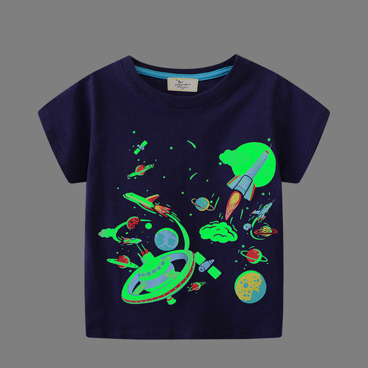 Kids Cartoon Short Sleeve T-Shirt Breathable Cotton Top