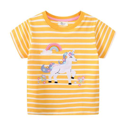 Children's Summer Cartoon T-Shirt Soft Breathable Cotton Top