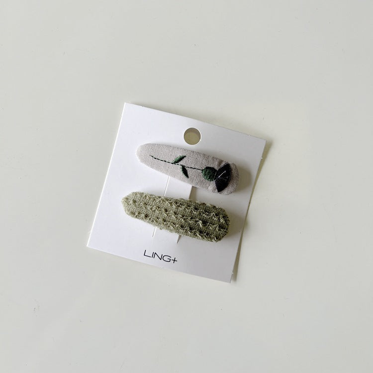 Embroidered Flower Hair Clips for Girls