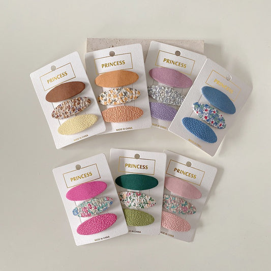 Cute Floral Oval Hair Clips Set for Kids