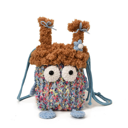Cute Cartoon Monster Kids' Shoulder Bag – Breathable Knitted Coin Purse