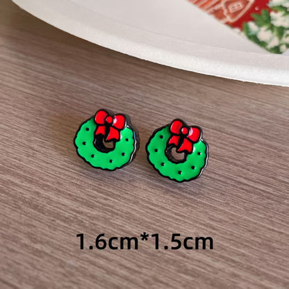 Cute Christmas Cartoon Character Earrings - Resin Drip Design