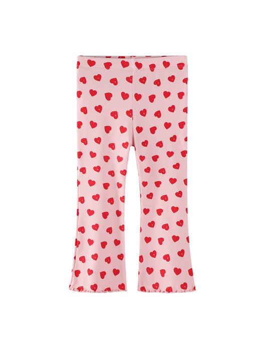 Girls' Flared Leg Pants Set with Leggings - Cotton Casual