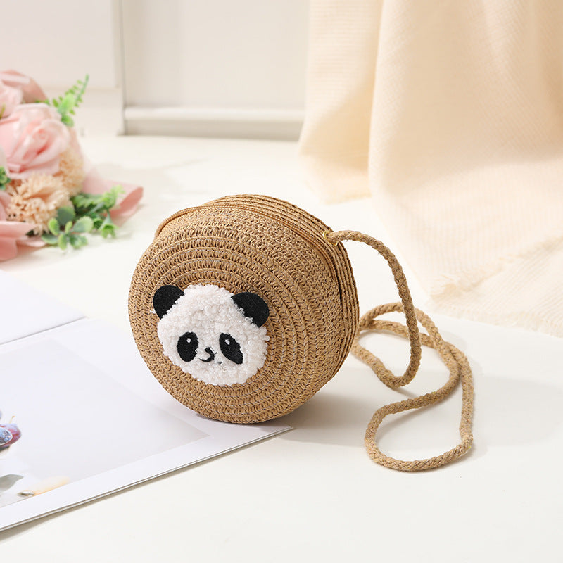 Mini Cute Panda Woven Straw Bag for Women