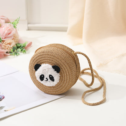 Mini Cute Panda Woven Straw Bag for Women