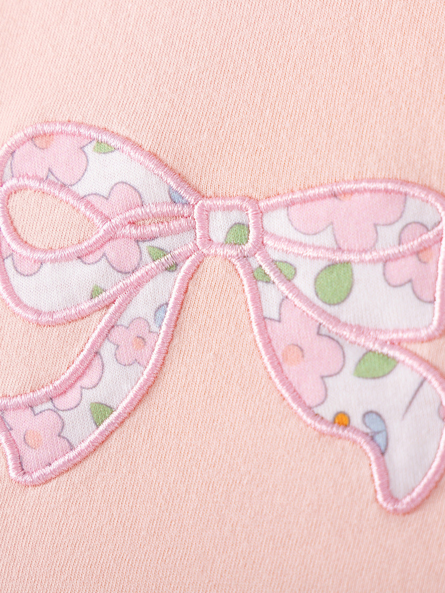 Cute Bow Summer Outfit for Baby Girls Cotton Two-Piece Set