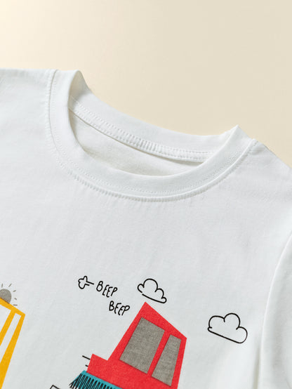 Little Bitty Boys' Summer T-Shirt Animal Cartoon Moisture-Wicking Casual Style