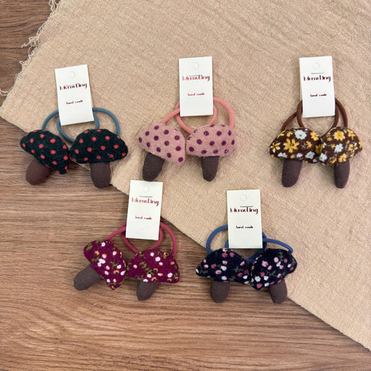 Cute Fabric Mushroom Hair Ties for Kids