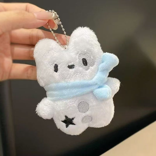 Cute Highland Terrier Plush Keychain with Scarf