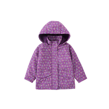 Zip-Up Hooded Cotton Jacket for Girls