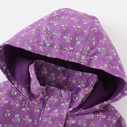 Zip-Up Hooded Cotton Jacket for Girls