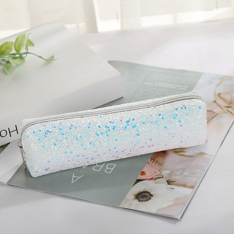 Round Pencil Pouch Minimalist Oxford Fabric For School