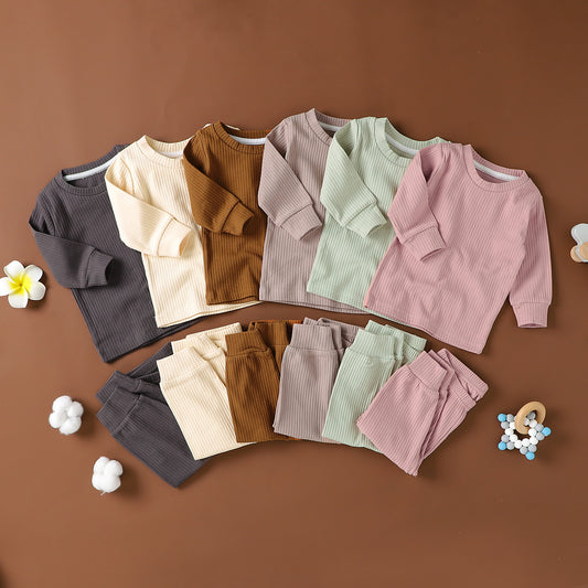 Kids Knitted Base Layer Set Soft Cotton Homewear