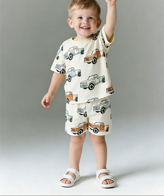 Kid's Summer Pajama Set Cute Animal Print Cotton Casual Outfit