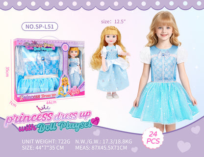 Princess Doll Dress-Up Playset - 32cm Rubber Doll Toy