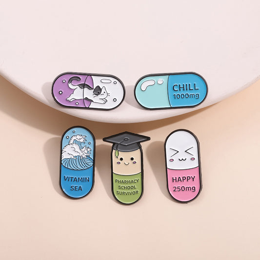 Creative Medical Capsule Brooch Metal Badge Fashion Accessory