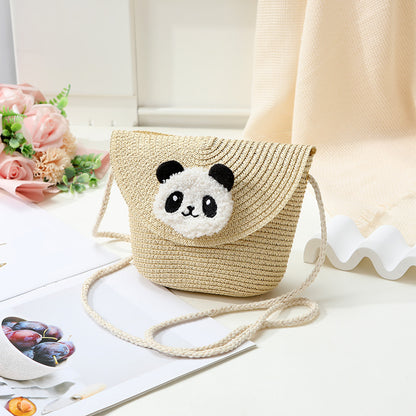 Mini Cute Panda Woven Straw Bag for Women