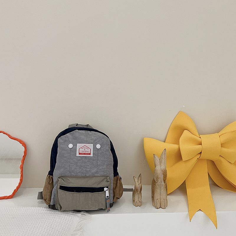 Kids Canvas Backpack Casual Lightweight Double Shoulder Bag