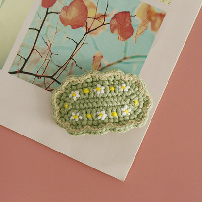 Floral Embroidered Hair Clips Handmade Yarn Accessories for Women
